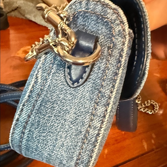 Coach Denim Crossbody Bag with Silver Chain - Picture 11 of 12